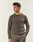 Pure brown cashmere crewneck