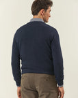 Blue denim cashmere blend V-neck