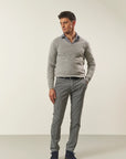 Light grey cashmere blend V-neck