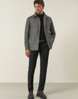 Black and grey herringbone wool blend over jacket