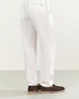White linen trousers with drawstring