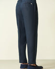Blue linen trousers with drawstring