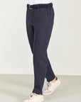 Carrot-fit blue cotton trousers