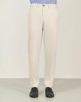 Cream cotton carrot fit trousers