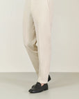 Cream cotton carrot fit trousers