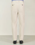 Cream cotton carrot fit trousers