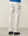 White Tencel stretch cotton chino trousers