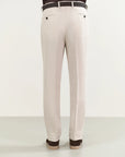 Natural beige linen herringbone custom fit trousers
