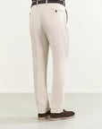 Natural beige linen herringbone custom fit trousers