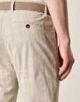 Beige Prince Of Wales Stretch Cotton Trousers