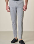 Cream Blue Slim Fit Textured Trousers