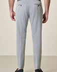 Cream Blue Slim Fit Textured Trousers