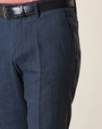 Custom Blue Linen Trousers