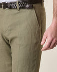 Custom Military Green Linen Trousers