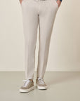 Slim-Fit Light Beige Linen Blend Trousers
