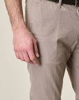 Slim Fit Mud-Colored Linen Blend Trousers