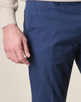 Slim-Fit Light Blue Linen Blend Trousers