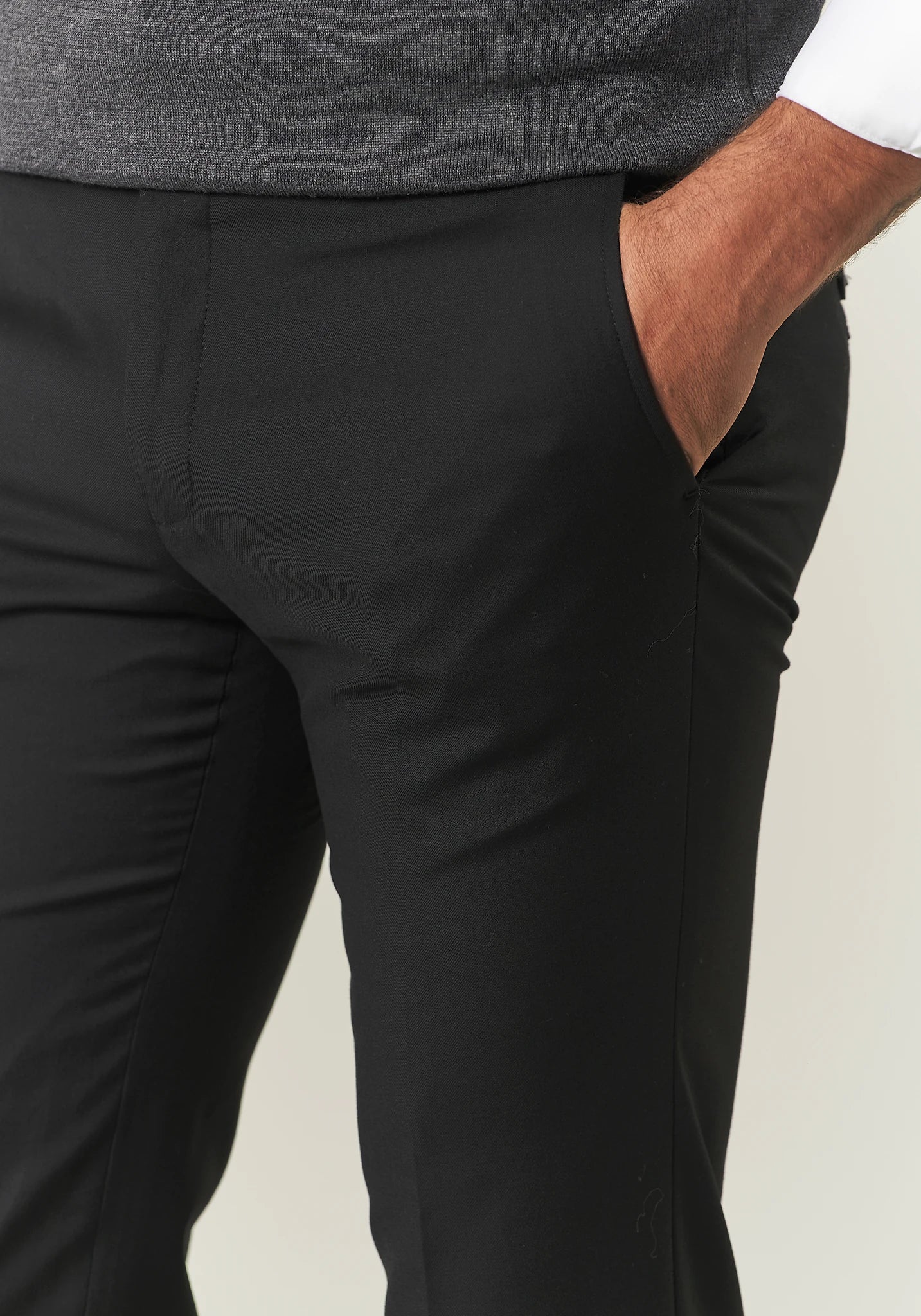 Pantalone nero sallia lana custom fit-Angelico