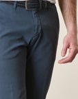 Slim-Fit Stretch Tencel Cotton Blue Trousers