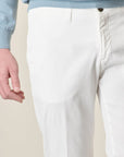 Slim-Fit White Stretch Tencel Cotton Trousers