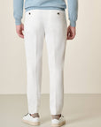 Slim-Fit White Stretch Tencel Cotton Trousers
