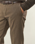 Brown stretch cotton slim fit trousers