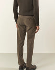 Brown stretch cotton slim fit trousers