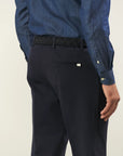 Custom fit stretch jersey blue trousers