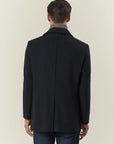 Blue double-breasted wool blend peacoat