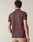 Dark brown derby pique cotton polo shirt