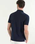 Blue slub cotton piquet polo shirt
