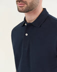 Blue slub cotton piquet polo shirt