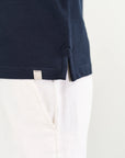 Blue slub cotton piquet polo shirt