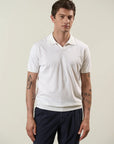 White tricotina cotton derby polo shirt