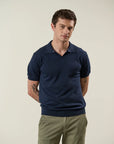 Blue tricotina cotton derby polo shirt