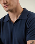 Blue tricotina cotton derby polo shirt