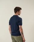 Blue tricotina cotton derby polo shirt