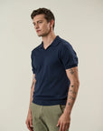 Blue tricotina cotton derby polo shirt