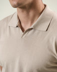 Beige tricotina cotton derby polo shirt