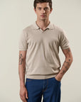 Beige tricotina cotton derby polo shirt