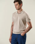 Beige tricotina cotton derby polo shirt
