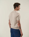 Beige tricotina cotton derby polo shirt