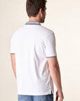 Polo bianca cotone colletto jacquard-Angelico