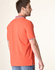 Polo arancione cotone colletto jacquard-Angelico