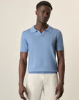 Light Blue Tricot Cotton Derby Polo Shirt