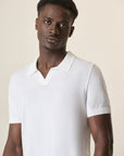 White Tricot Cotton Derby Polo Shirt