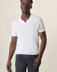 White Tricot Cotton Derby Polo Shirt