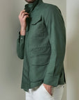 Green linen and cotton safari jacket