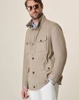 Beige Linen And Cotton Safari Jacket