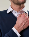 Blue cotton V-neck